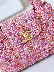 Chanel Kelly Bag Pink Tweed 13x19x7cm  - 2