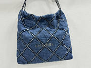 Chanel 22 Handbag Stitched Denim Silver 42x39x8cm - 5