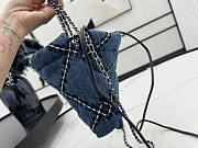 Chanel Mini 22 Handbag Stitched Denim 20x19x6cm - 5