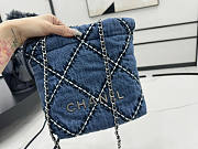 Chanel Mini 22 Handbag Stitched Denim 20x19x6cm - 4