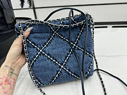 Chanel Mini 22 Handbag Stitched Denim 20x19x6cm - 3