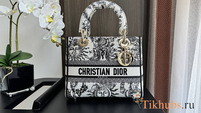 Dior Medium Lady D-Lite Bag White Black Soleil 24 x 20 x 11 cm - 1