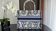 Dior Medium Book Tote White Navy Blue Toile De Jouy Soleil 36cm - 5