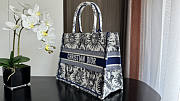 Dior Medium Book Tote White Navy Blue Toile De Jouy Soleil 36cm - 4