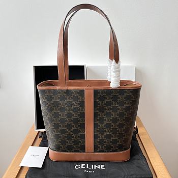 Celine Cabas Triomphe Canvas Brown Bag 26.5x23x12cm