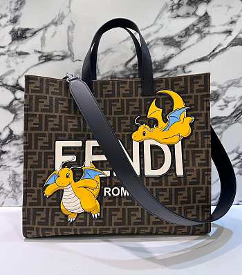 Fendi Shopper x FRGMT x POKÉMON Brown FF Fabric Bag 41x35x19cm