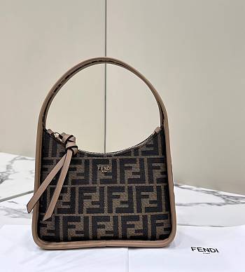 Fendi Mini Fendessence Brown FF Fabric Bag 28x20.5x7cm