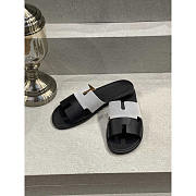 Hermes Izmir Sandal Black Grey Slides Leather - 2