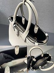 Prada Buckle Medium Leather Handbag With Belt White 32x23x11cm - 6