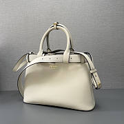 Prada Buckle Medium Leather Handbag With Belt White 32x23x11cm - 5