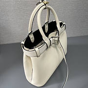 Prada Buckle Medium Leather Handbag With Belt White 32x23x11cm - 4