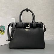 Prada Buckle Medium Leather Handbag With Belt Black 32x23x11cm - 1