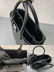 Prada Buckle Medium Leather Handbag With Belt Black 32x23x11cm - 6