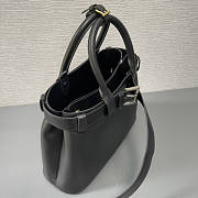 Prada Buckle Medium Leather Handbag With Belt Black 32x23x11cm - 5