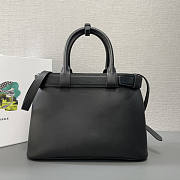 Prada Buckle Medium Leather Handbag With Belt Black 32x23x11cm - 2