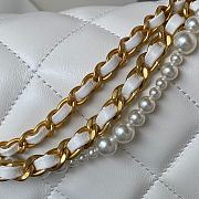 Chanel Flap Bag Lustrous Lambskin White Pearls 19.5x14.5x7.5cm - 6