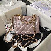 Chanel Mini Flap Bag Lustrous Lambskin Pink Pearls 17x12.5x5cm - 4