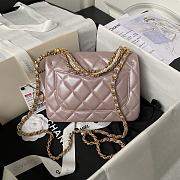 Chanel Flap Bag Lustrous Lambskin Pink Pearls 19.5x14.5x7.5cm - 4