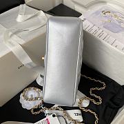 Chanel Flap Bag Lustrous Lambskin Grey Pearls 19.5x14.5x7.5cm - 6