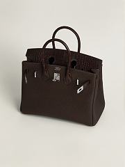 Hermes Birkin Crocodile Brown Togo And Crocodile Silver 25cm - 5