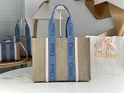 Chloe Large Woody Tote Bag Blue Beige 45x33x13cm - 1