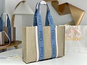 Chloe Large Woody Tote Bag Blue Beige 45x33x13cm - 5