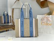 Chloe Medium Woody Tote Bag Blue Beige 37x26x12cm - 1