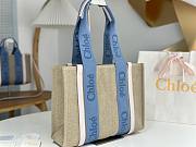 Chloe Medium Woody Tote Bag Blue Beige 37x26x12cm - 3