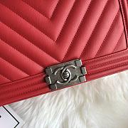 Chanel Leboy Bag Chevron Red Lambskin Silver 25cm - 2