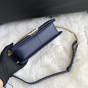 Chanel Leboy Bag Chevron Navy Blue Lambskin Gold 25cm - 4