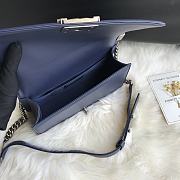 Chanel Leboy Bag Chevron Navy Blue Lambskin Silver 25cm - 3