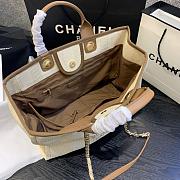 Chanel Shopping Tote Bag Canvas Beige 38x32x18cm - 5