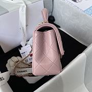 Chanel Flap Top Handle Bag Pink Gold 20x12x6cm - 5