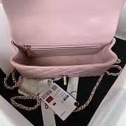 Chanel Flap Top Handle Bag Pink Gold 20x12x6cm - 3