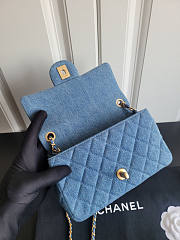 Chanel Flap Bag Denim Gold Blue 20cm - 3