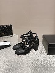 Chanel Mary Janes Black Sandals Heel 7cm - 4