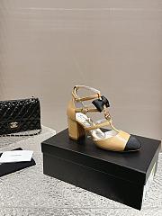 Chanel Mary Janes Beige Sandals Heel 7cm - 5