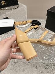 Chanel Mary Janes Beige Sandals Heel 7cm - 3