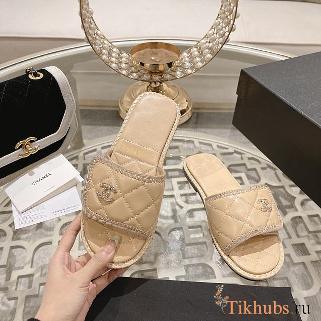 Chanel Beige Slides - 1