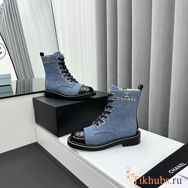 Chanel Denim Blue Boots - 1