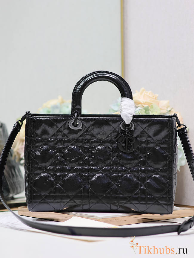 Dior Large Lady D-Sire Bag Black Macrocannage 35 x 23 x 15 cm - 1