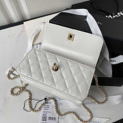 Chanel Flap Bag Top Handle White Lambskin 19cm - 5