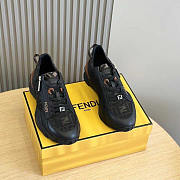 Fendi Multicolor Leather And Fabric Flow Sneakers - 3