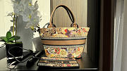 Dior Beige Muticolor Brocart Butterfly Basket Bag 27x20x8cm - 4