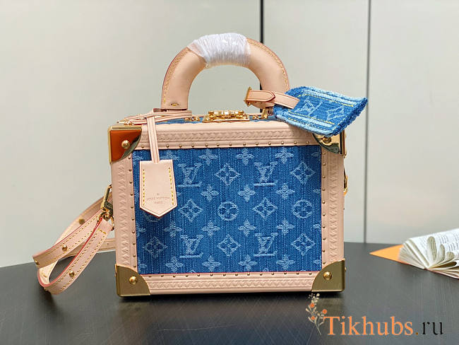 Louis Vuitton LV Petite Valise Denim Bleu Box Bag 22.5 x 17.5 x 11 cm - 1