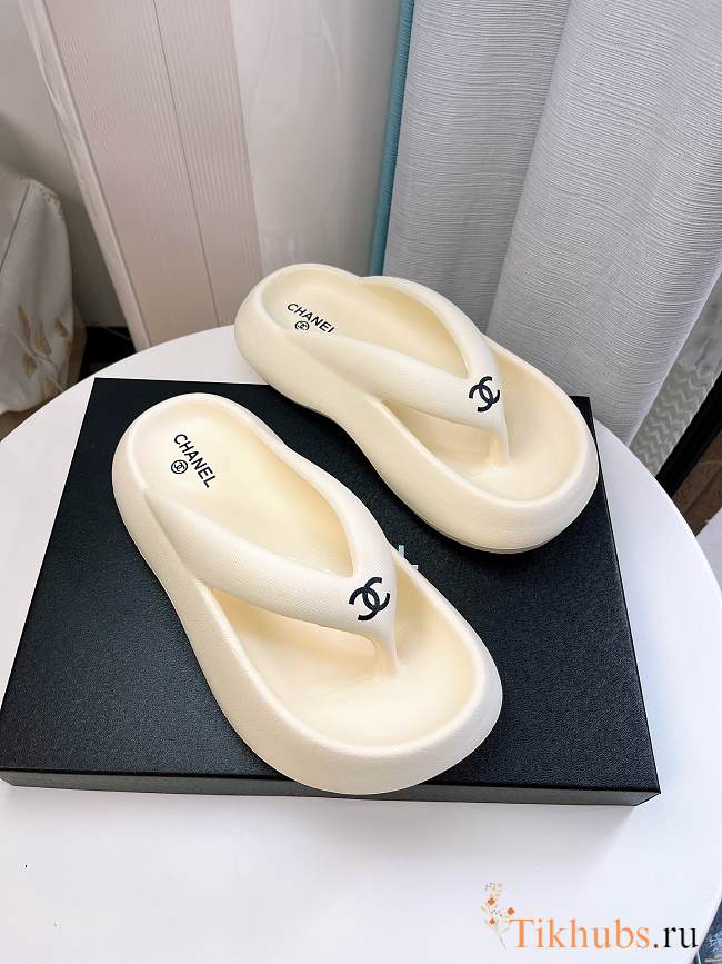 Chanel White Slides 02 - 1