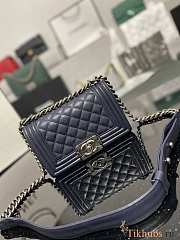 Chanel Leboy Calfskin navy Blue Silver Hardware 67085 Size 20 cm - 1