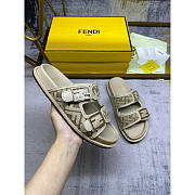 Fendi Chenille Fabric Jacquard Suede FF Sandals Nuvola Rock - 3