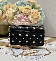 Dior Mini Miss Dior Bag Black Gold Butterfly Studs 21x11.5x4.5cm - 5