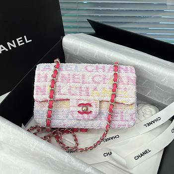 Chanel 24C Mini Flap Bag Tweed White & Red 20cm